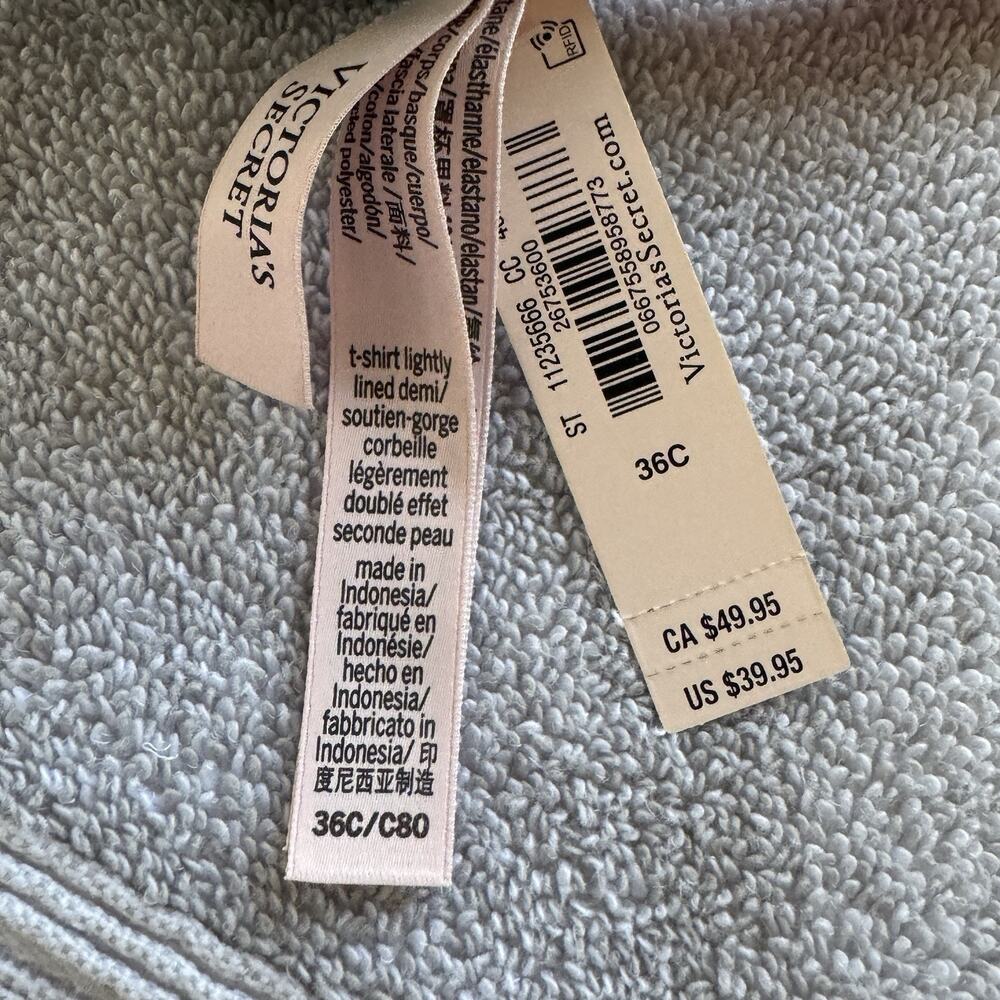 Victoria’s Secret Lightly Lined T-Shirt Bra 36C Sage Green Ribbed New With Tags - Picture 7 of 11